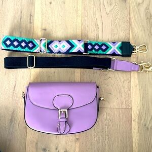 Made in Italy 100% Leather Purse in Purple, Brand New